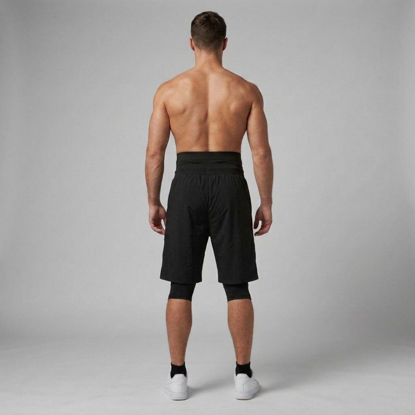 P Logo 3-in-1 Modest Activewear Shorts — Black — 7